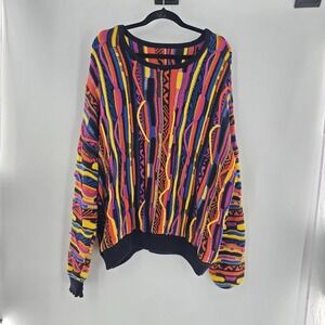 Coogi STYLE 3D Knit Women's Sweater Multicolor Retro 90s Textured SZ XL **READ**